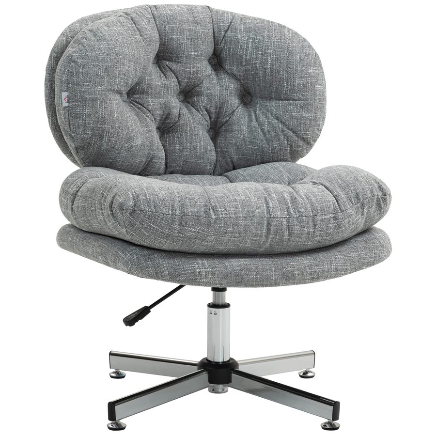 HOMCOM Bürostuhl, Ergonomisch Schreibtischstuhl mit Wippfunktion, Weicher und Geposterter Sitzfläche, Höhenverstellbar Drehstuhl mit Leinenoptik, für Home-Office, Grau   Aosom von HOMCOM