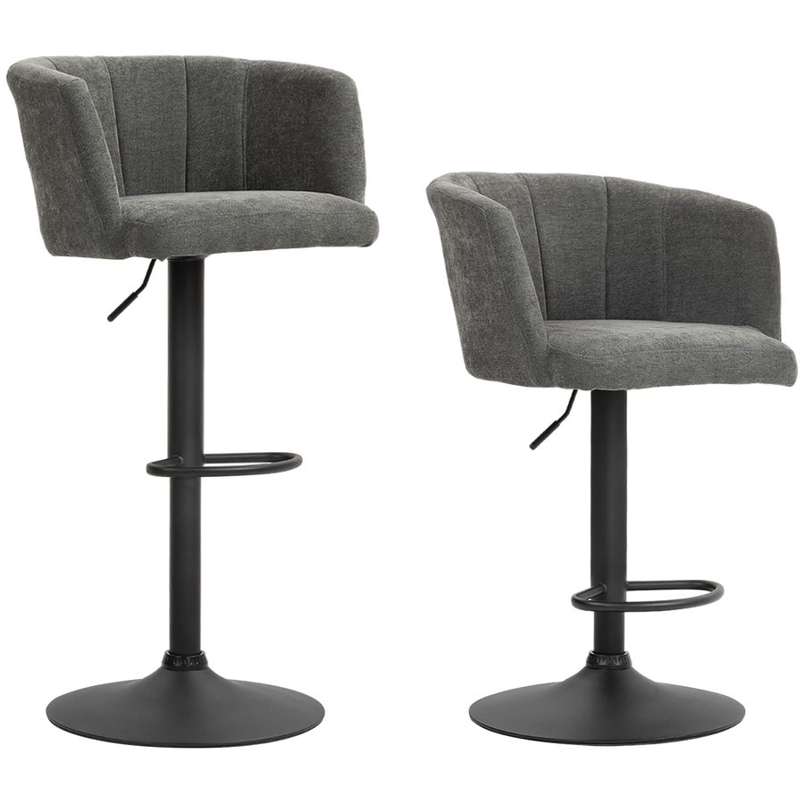 HOMCOM 2er-Set Barhocker, Bistrohocker mit Fußstütze, Drehbar Barstuhl, Höhenverstellbar Küchenhocker mit Leinenbezug, für Wohnzimmer, Esszimmer, Dunkelgrau   Aosom von HOMCOM