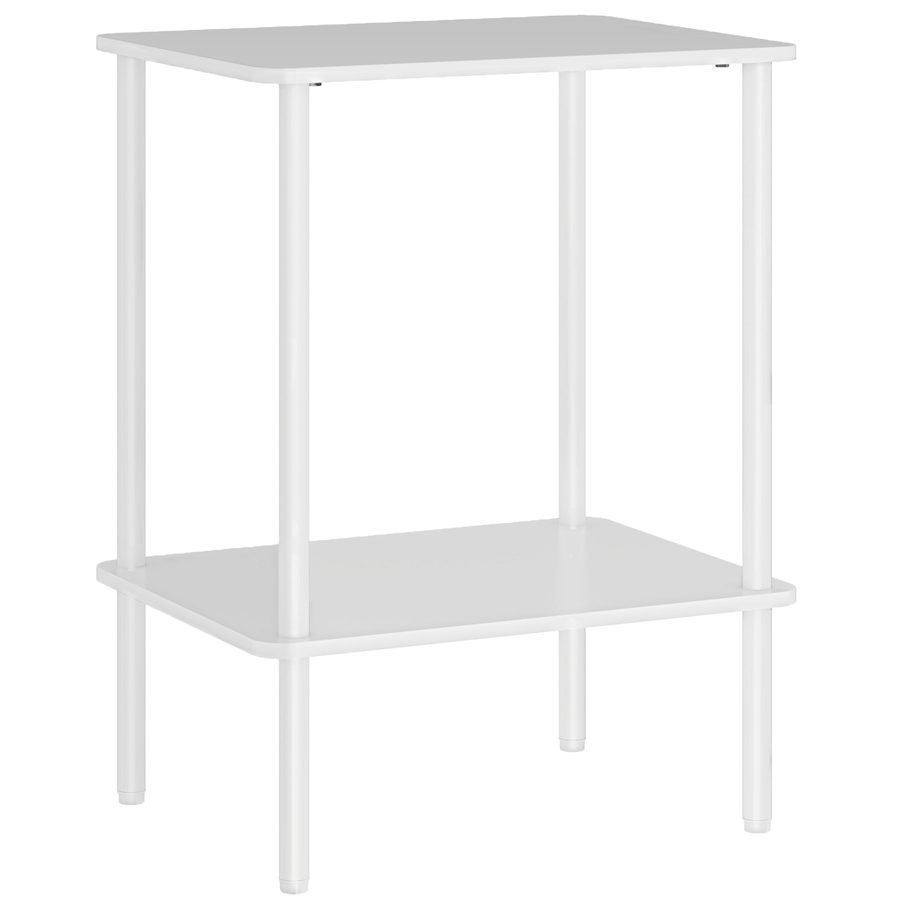 HOMCOM Beistelltisch, 2-stufiger Couchtisch mit Aufbewahrungsfach und Metallrahmen, Moderner Kaffeetisch für Wohnzimmer, Schlafzimmer, Weiß   Aosom von HOMCOM