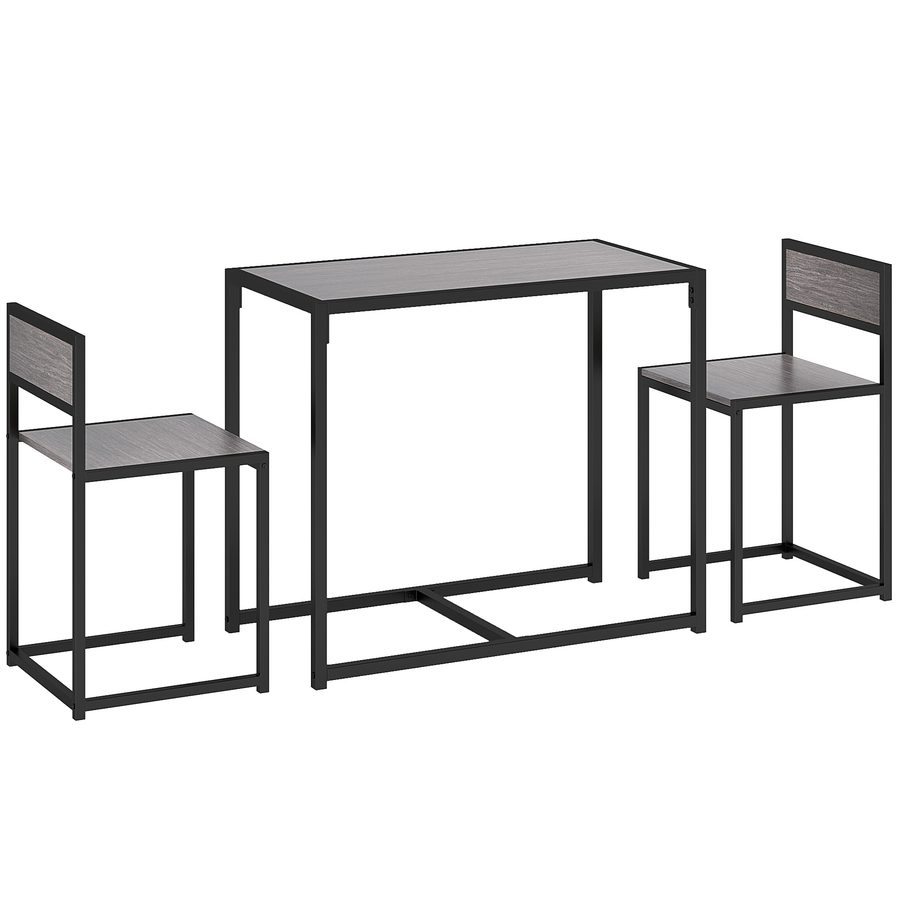 HOMCOM Essgruppe Esstisch mit 2 Stühlen Platzsparend Esszimmergruppe Sitzgruppe Küchentisch-set für Esszimmer, Küche Grau   Aosom von HOMCOM
