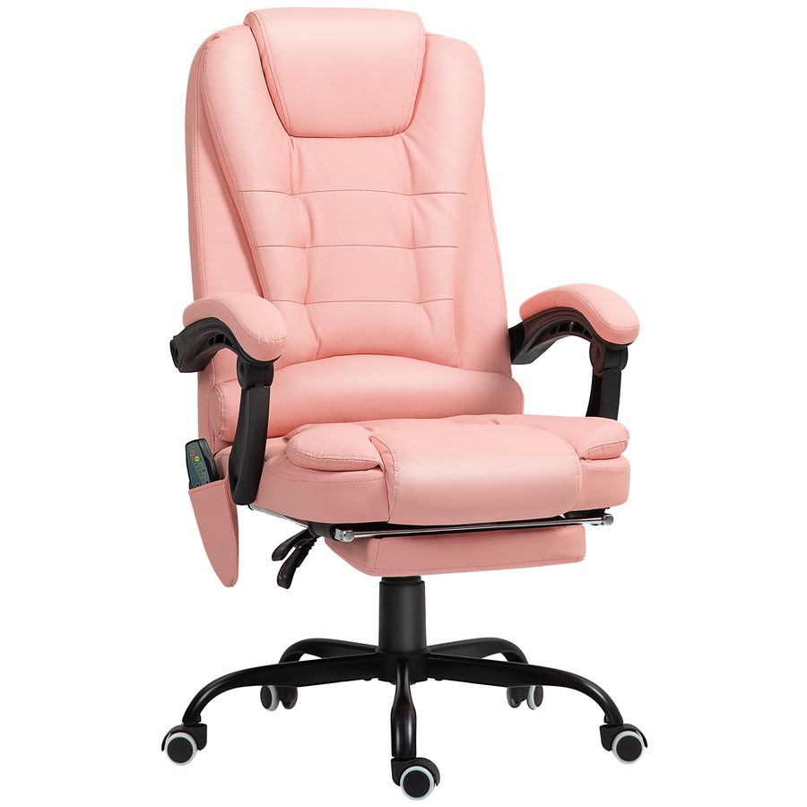 Vinsetto Bürostuhl mit 7 Punkt Massage, ergonomischer Bürosessel mit Liegefunktion, höheverstellbar Chefsessel mit Fernbedienung, 120 kg belastbar, für Arbeitszimmer, Büro, Rosa   Aosom von Vinsetto