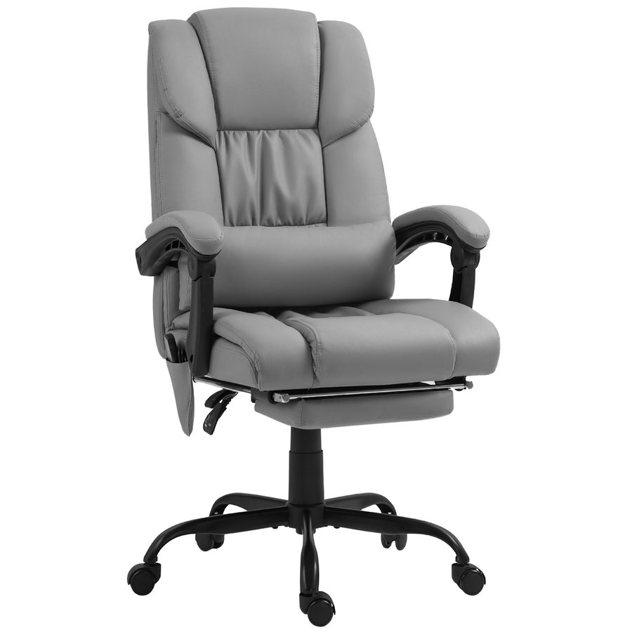 Vinsetto Massagesessel, Bürostuhl, ergonomischer Stuhl mit Fußstütze, höhenverstellbarer Rückenlehne und kabelgebundener Fernbedienung, Kunstlederbezug in Grau   Aosom von Vinsetto