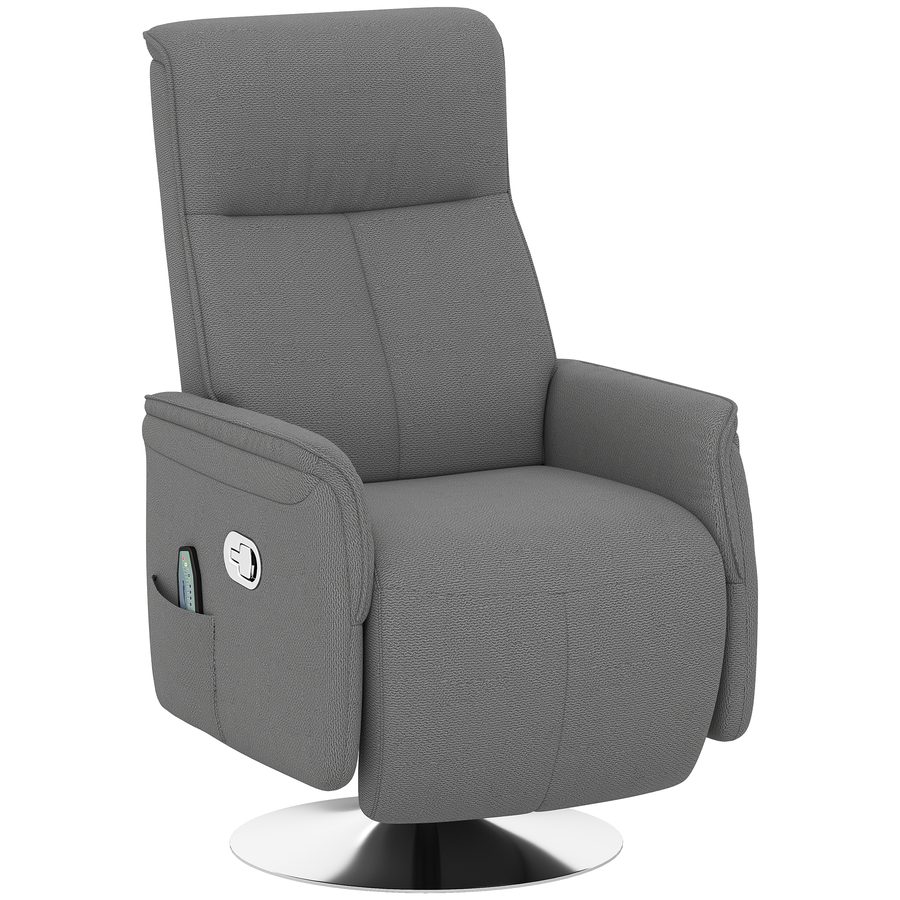 HOMCOM Massagesessel Relaxsessel, verstellbarer Relaxsessel, 360° drehbar, Rückenlehne und Fußstütze verstellbar, Fernbedienung, Seitentasche, Leinenoptik-Stoff, TV-Sessel für Wohnzimmer Schlafzimmer, grau   Aosom von HOMCOM