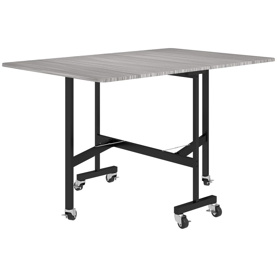 HOMCOM Klapp-Esstisch auf Rollen für 4-6 Personen 26-120 cm - Rechteckiger Küchentisch, 2 Klappflügel - Industrieller Stil, für kleine Räume, Esszimmer, Grau   Aosom von HOMCOM