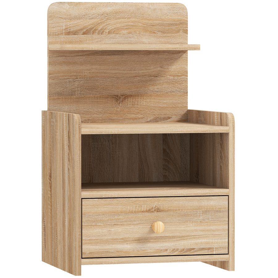 HOMCOM Nachttisch mit Schublade, Beistelltisch, Nachtschrank mit offenen Ablage, Fach, Nachtkommode für Schlafzimmer, Wohnzimmer, 40 x 35 x 66 cm, Naturholz   Aosom von HOMCOM