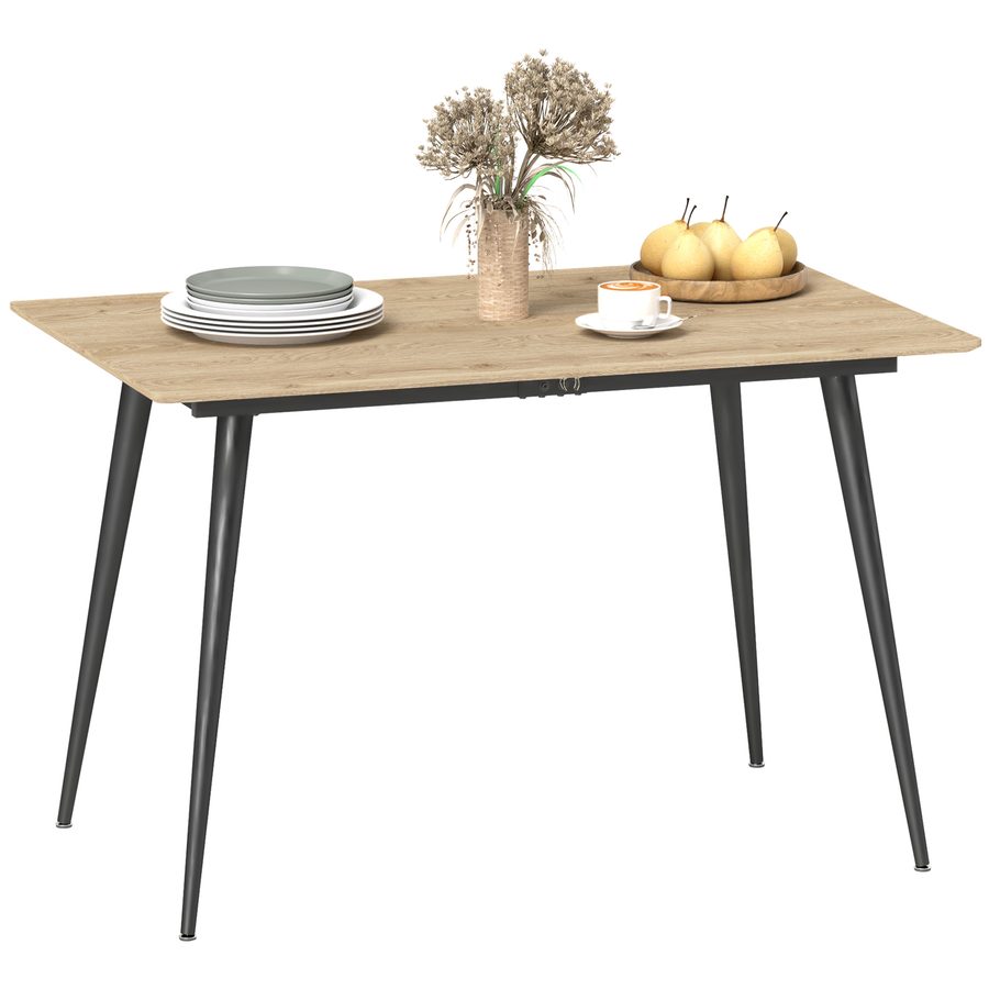 HOMCOM Klappbarer Esstisch, rechteckiger ausziehbarer Küchentisch 120-160 cm für 6-8 Personen mit Stahlbeinen, natur   Aosom von HOMCOM