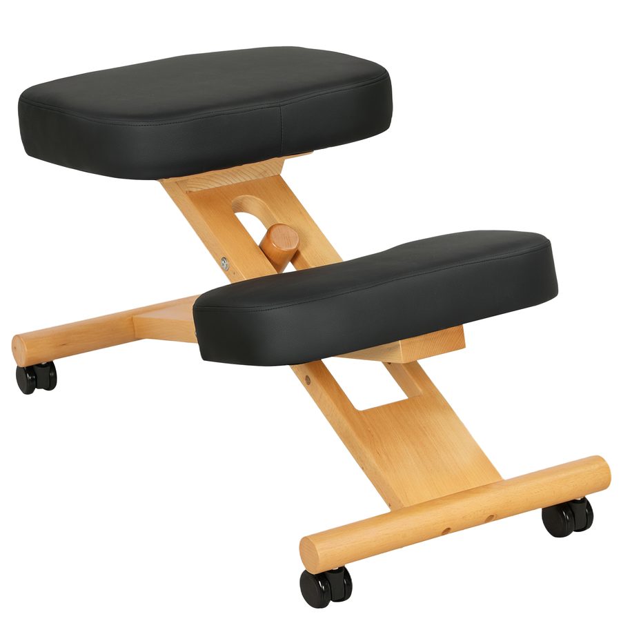 HOMCOM Kniestuhl Ergonomischer Kniehocker mit Rollen, Holzgestell Sitzhocker Bürohocker Gesundheitsstuhl zur Verbesserung der Nackenschmerzen für Zuhause und Büro   Aosom von HOMCOM