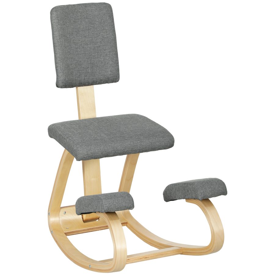 HOMCOM Ergonomischer Kniestuhl, Kniehocker Gesundheitsstuhl für Zuhause, Büro, Meditation, zur Verbesserung der Nackenschmerzen Rückenschmerzen Lindern & Körperhaltung Grau   Aosom von HOMCOM