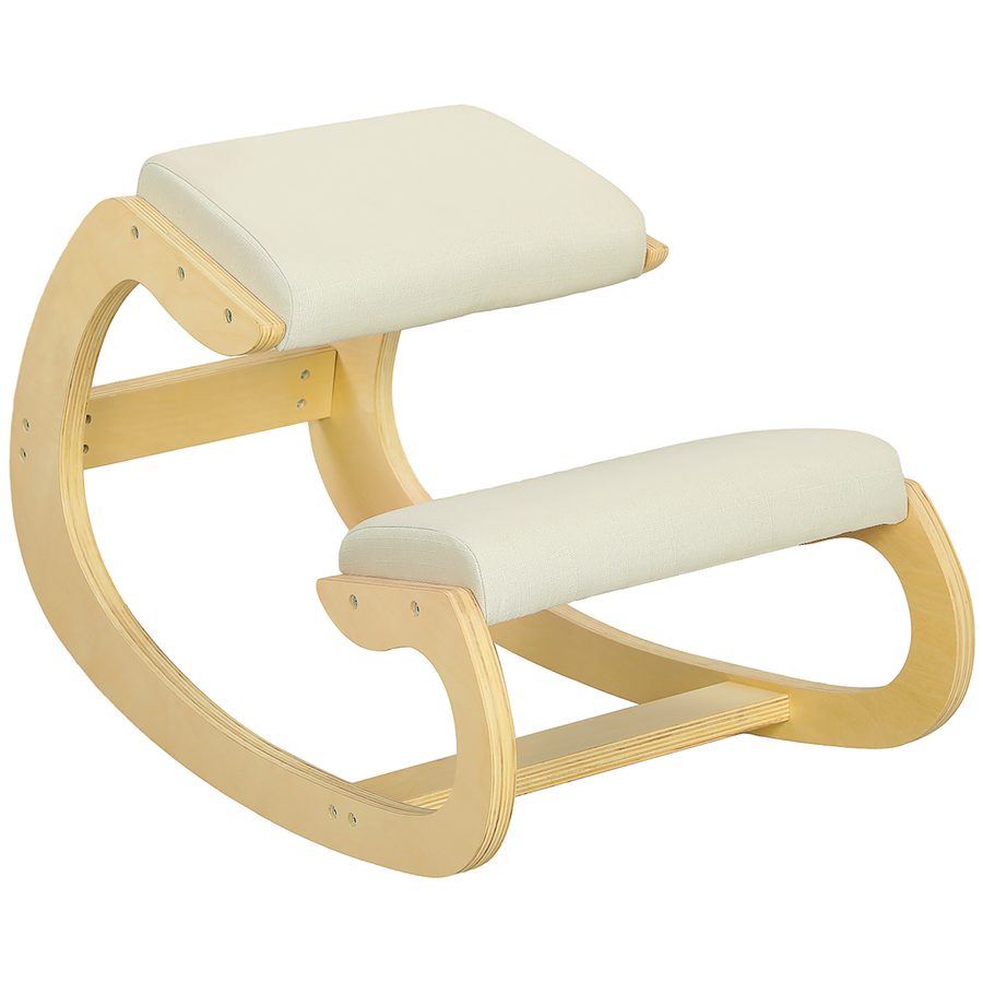 HOMCOM Kniestuhl Ergonomisch, Kniestuhl aus Holz, Bürostuhl für Homeoffice, Gesundheitsstuhl zur Verbesserung der Körperhaltung, Creme   Aosom von HOMCOM