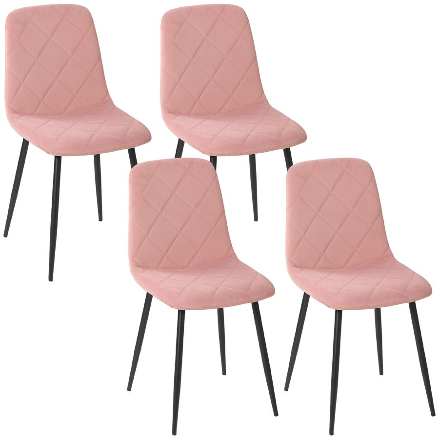 HOMCOM Esszimmerstühle 4er Set Küchenstuhl mit Rückenlehne, Samtoptik, Sessel Polsterstuhl mit Stahlbeine, Stühle, Wohnzimmerstuhl für Esstisch, Rosa   Aosom von HOMCOM
