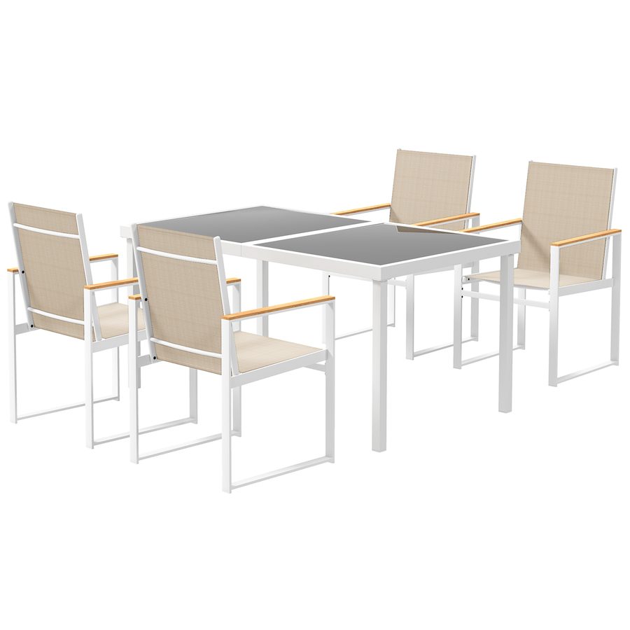 Outsunny Sitzgruppe 5 tlg. Essgruppe für 4 Personen Abnehmbar Esstisch mit 4 Stühle, Esszimmergruppe Küchentisch-Set mit Stahlgestell Balkonmöbel Gartenmöbel für Terrasse, Balkon Mehrfarbig   Aosom von Outsunny