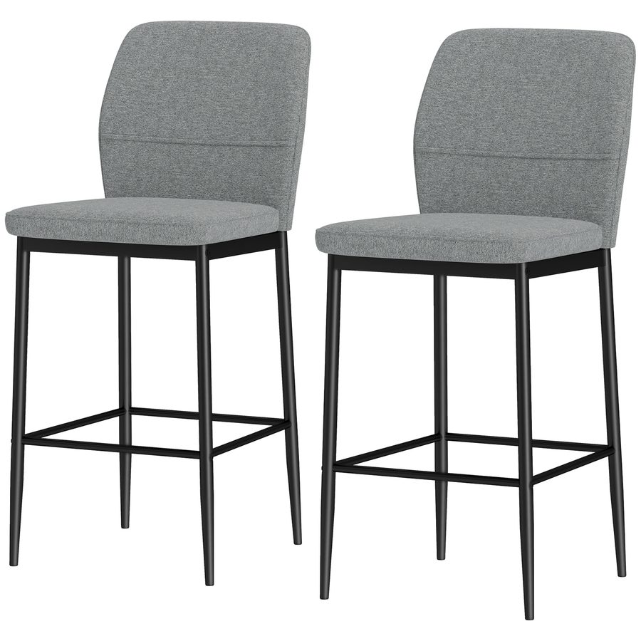 HOMCOM Set 2 Barhocker aus Samt, moderne hohe Stühle mit Fußstütze und Rückenlehne, Barhocker für Küche und Wohnzimmer, 41x52x97 cm, Grau   Aosom von HOMCOM