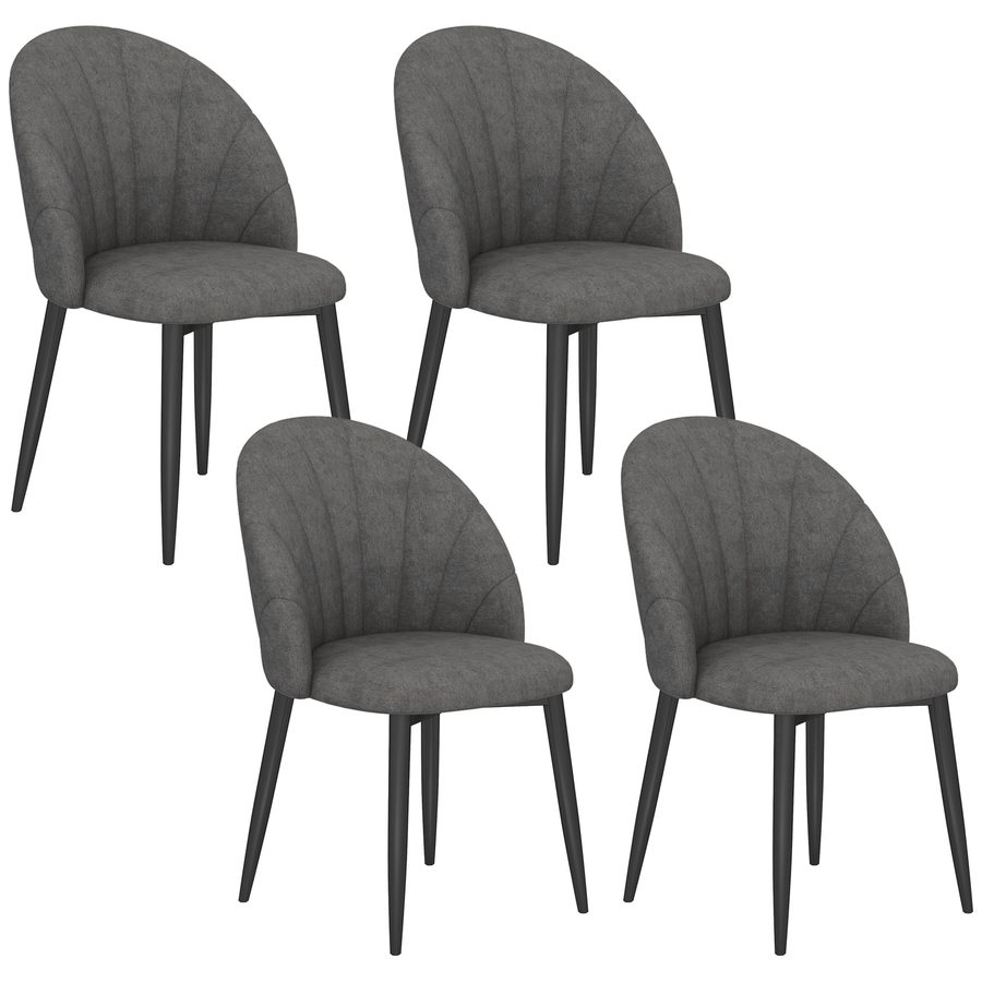 HOMCOM Esszimmerstühle 4er Set Küchenstuhl mit Samtoptik, Ergonomischer Rückenlehne, modern Polsterstuhl mit Stahlbeine, Stühle für Esstisch Esszimmer, Dunkelgrau   Aosom von HOMCOM
