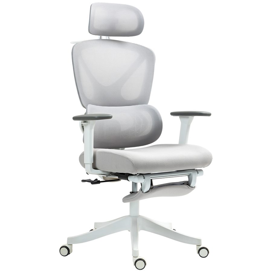 HOMCOM Bürostuhl - Höhenverstellbarer Bürostuhl, neigbare Rückenlehne, 3D-Armlehnen, drehbares Kopfstütze, verstellbare Lendenwirbelstütze, Netz-Bürositz, 71x70x119cm, Schwarz   Aosom von HOMCOM