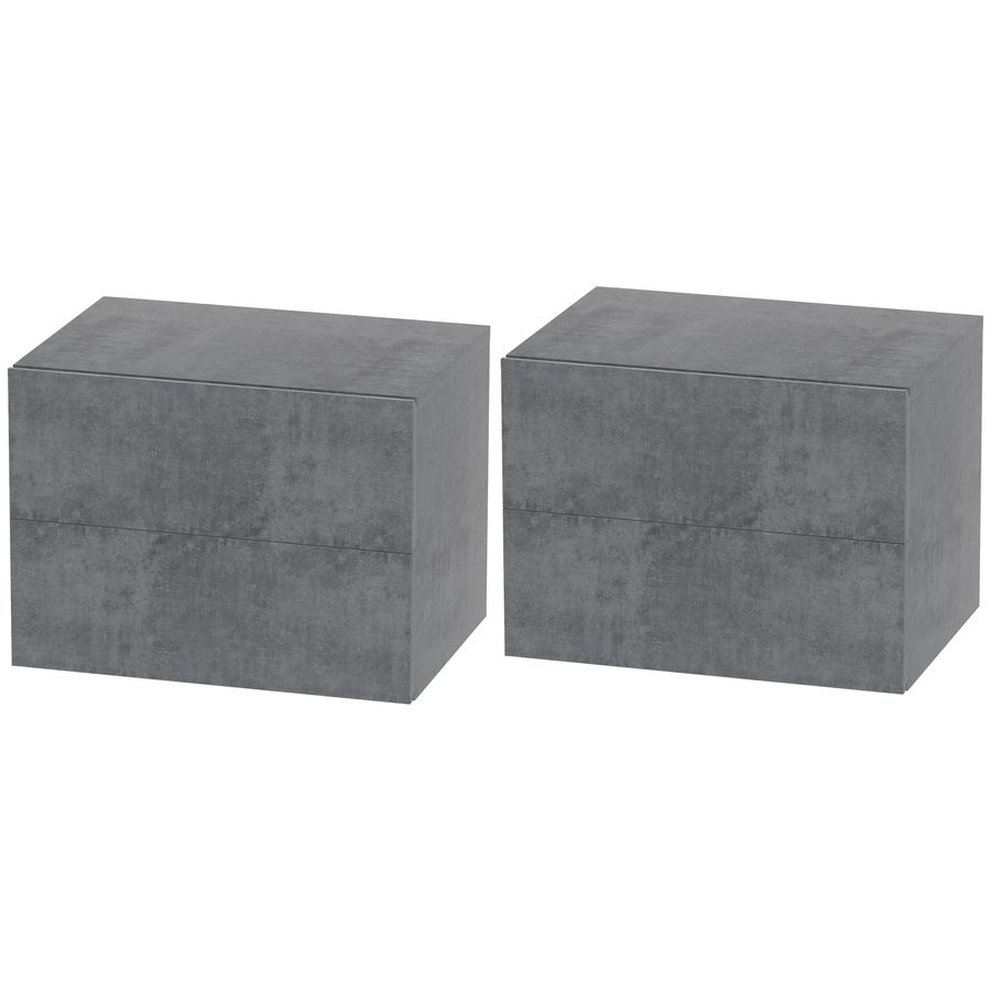 HOMCOM Set von 2 hängenden Nachttischen mit 2 Schubladen, Nachttische Schlafzimmer, Beistelltische platzsparend, 40x29x30 cm, Grau Zement   Aosom von HOMCOM