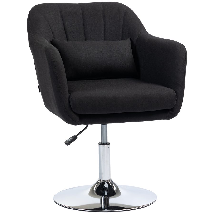 HOMCOM Büro Drehstuhl mit Armlehne, höhenverstellbar, Drehhocker ohne Rollen, für Schlafzimmer, Wohnzimmer, Schwarz   Aosom.de von HOMCOM