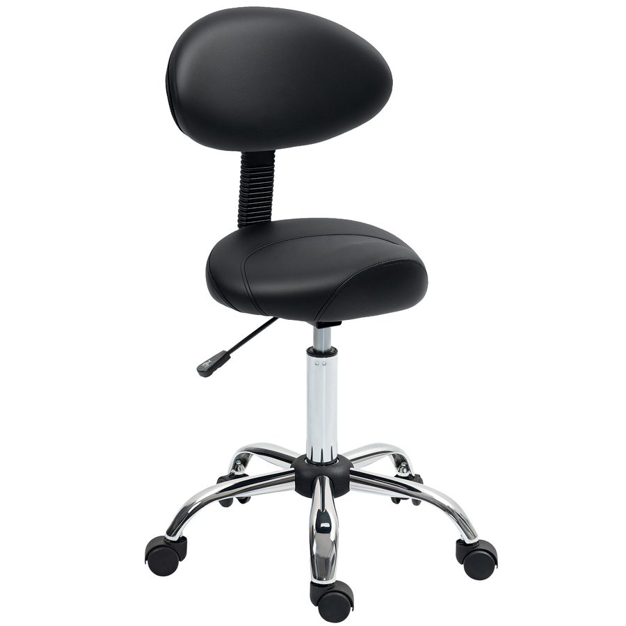 HOMCOM Rollhocker höhenverstellbar mit Rückenlehne Drehhocker 83-98 cm Arbeitshocker 360° drehbar Hocker Bürohocker Sattelhocker für Büro Salon Massage Spa Schwarz   Aosom von HOMCOM
