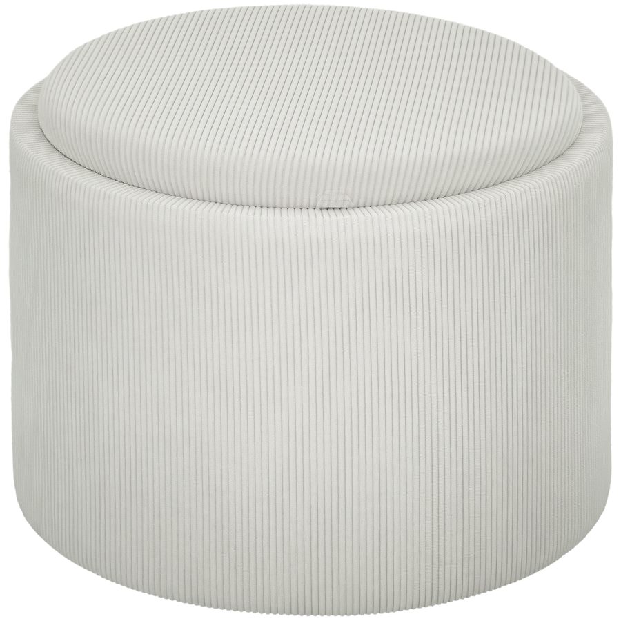 HOMCOM Sitzhocker mit Stauraum Hocker mit Deckel, Runder Fußhocker Polsterhocker Couchtisch mit Cord-Optik 56 x 56 x 42 cm Cremeweiß   Aosom von HOMCOM