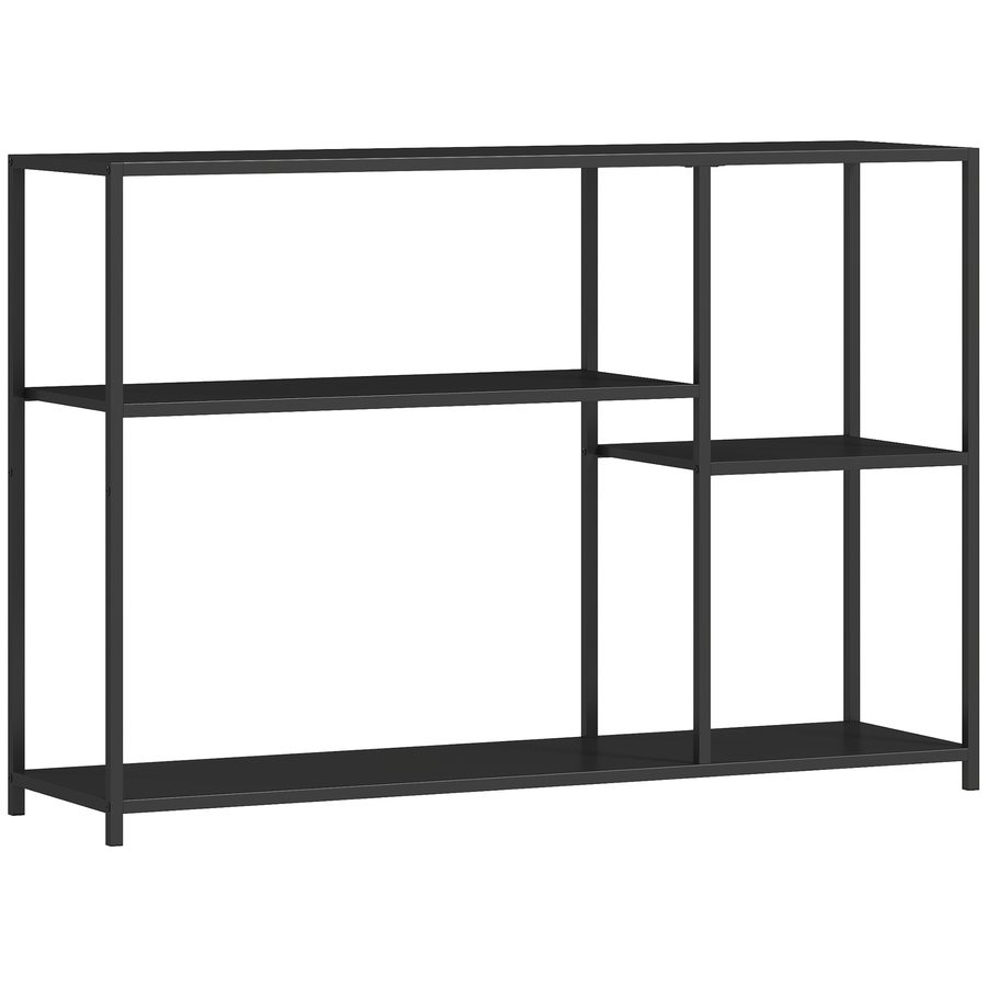 HOMCOM Konsolentisch Flurtisch mit 4 Ablagen, Beistelltisch mit Stahlrahmen, Metallregal für Kleinen Raum, Eingang, Flur, Wohnzimmer, 110 x 30 x 75 cm Schwarz   Aosom von HOMCOM