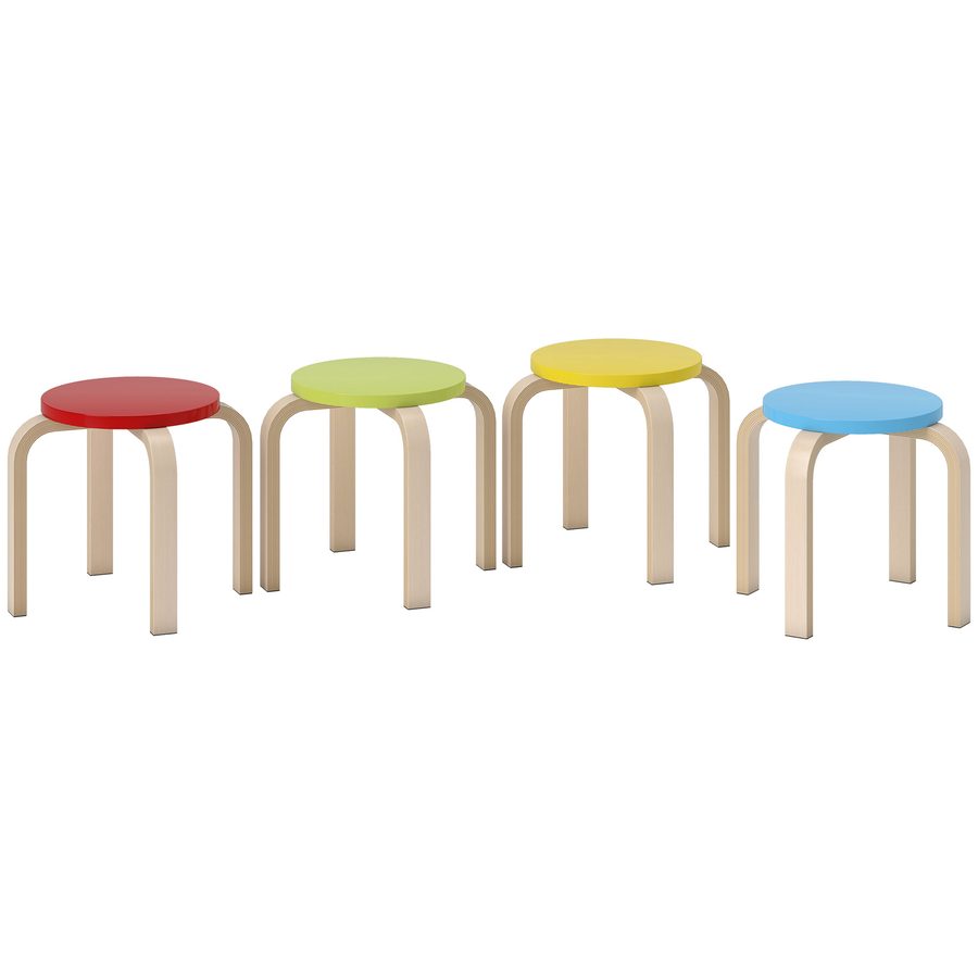 HOMCOM 4er Set Esszimmerhocker Stapelhocker Runde Hocker, Küchenhocker für Esszimmer, Wohnzimmer, Küche, Bunt   Aosom von HOMCOM