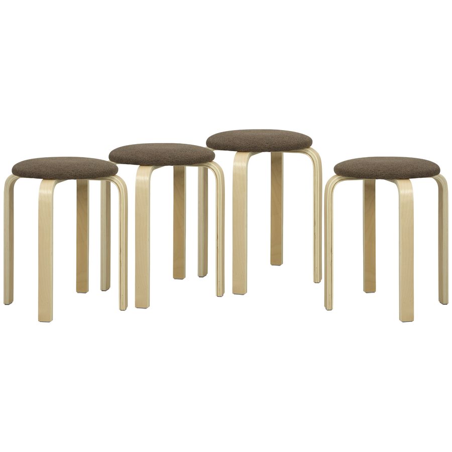 HOMCOM Esszimmerhocker 4er Set Stapelhocker Hocker aus Birkensperrholz mit Leinenoptik Küchenhocker Polsterhocker für Esszimmer Wohnzimmer Braun   Aosom von HOMCOM