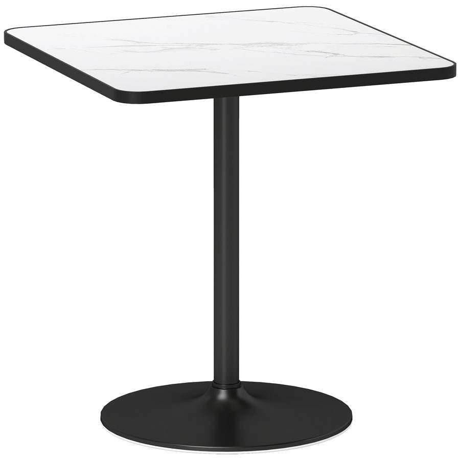 HOMCOM Esstisch, 70 x 70 cm quadratischer Küchentisch für 4 Personen, Modern Esszimmertisch mit Marmor-Optik, Metallgestell, für Küche, Esszimmer, Wohnzimmer, Weiß   Aosom von HOMCOM