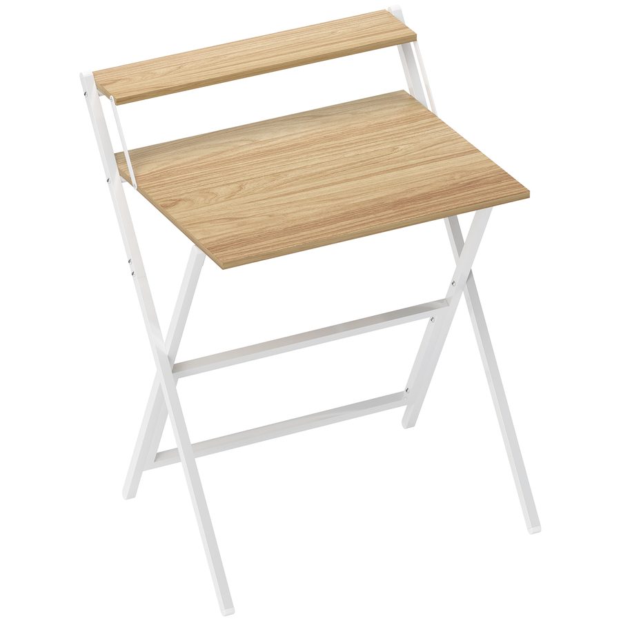 HOMCOM Schreibtisch mit Monitorständer, 70 cm Klappbarer Computertisch Platzsparender Klappschreibtisch mit Stahlrahmen für Homeoffice, Kleine Räume, Wohnzimmer, Natur   Aosom von HOMCOM