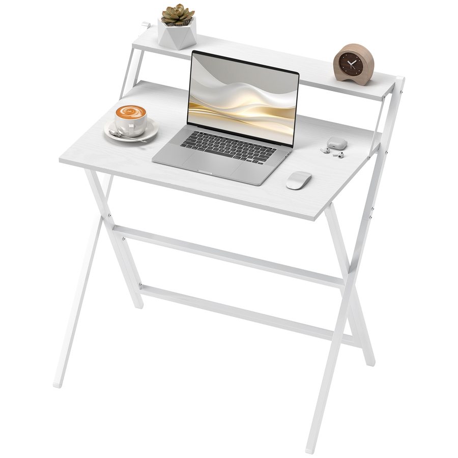 HOMCOM Schreibtisch klappbarer Computertisch 75,5 x 50 cm mit Ablagefach, Schreibtisch Bürotisch für Schlafzimmer, kleine Räume, Weiß   Aosom von HOMCOM