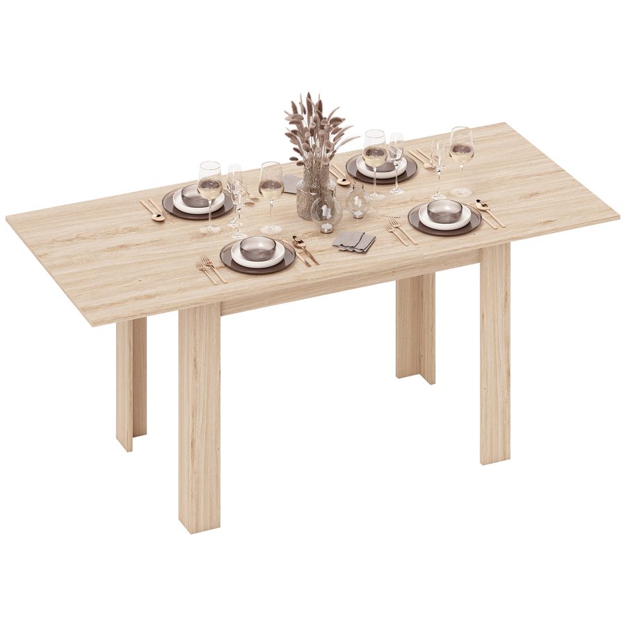HOMCOM Erweiterbarer Esstisch, rechteckiger Küchentisch, für 8 bis 6 Personen, für kleine Räume, modernes Design, 140-180 x 80 cm, Naturholzoptik   Aosom von HOMCOM