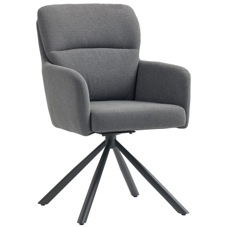 HOMCOM Esszimmerstuhl 360° Drehbar Küchenstuhl mit Leinenbezug, Ergonomisch Drehstuhl mit Armlehne, Rückenlehne, Metallbeine, Polsterstuhl, Armlehnenstuhl für Esszimmer Wohnzimmer, Grau   Aosom von HOMCOM