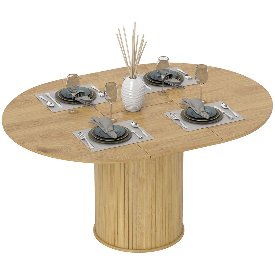 HOMCOM Ausziehbarer Esstisch, Küchentisch, für 6 bis 8 Personen, für kleine Räume, Landhausstil, 110-150 x 75 cm, Naturholzoptik   Aosom von HOMCOM