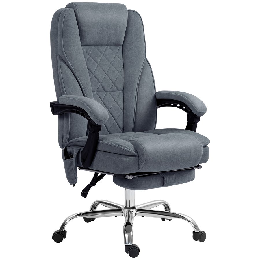 Vinsetto Massagesessel und beheizter Bürostuhl ergonomischer Bürostuhl mit höhenverstellbarer Rückenlehne, kippbarer Fernbedienung, ausziehbarer Fußstütze und 360°-Drehung, grau   Aosom von Vinsetto