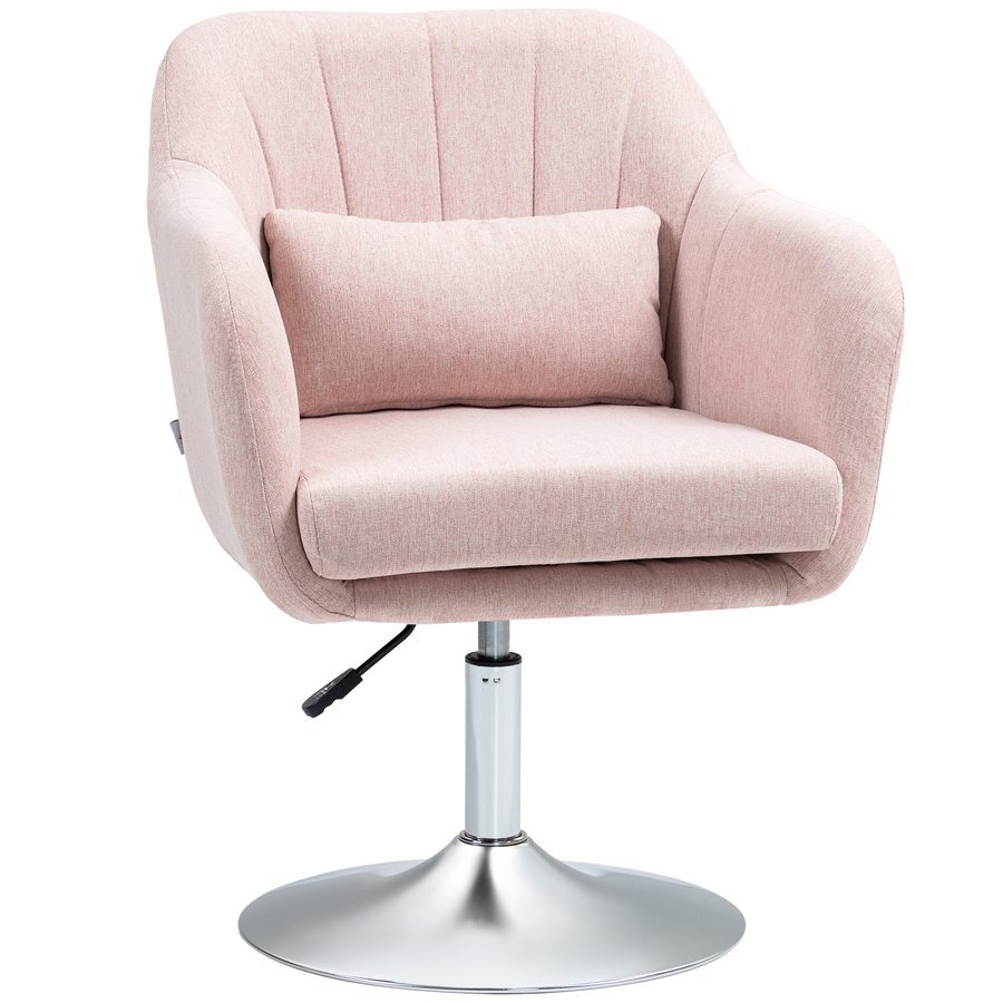HOMCOM Wohnzimmer-Sessel Relaxsessel Schlafzimmerstuhl - Lendenkissen höhenverstellbar 360° drehbar chromfarbenes Metallgestell - rosa   Aosom von HOMCOM