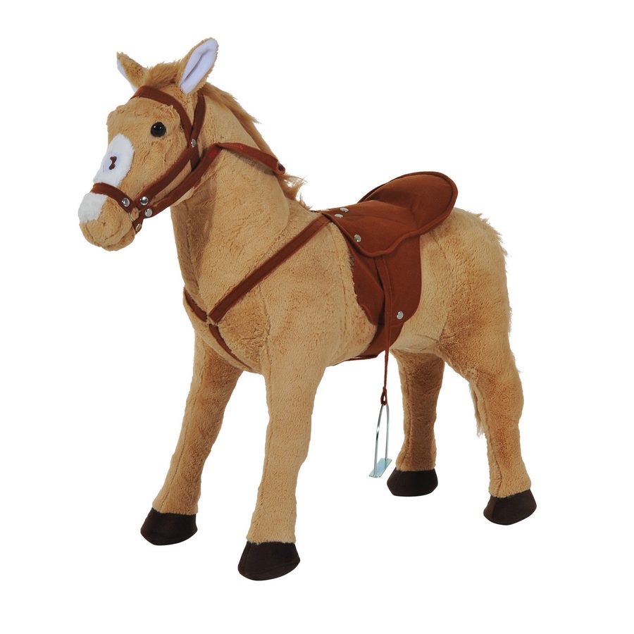 HOMCOM Schaukelpferd Reitpferd Spielpferd Plüschpferd mit Sound 85 x 28 x 60 cm Beige, ideal für Kinder zum Spielen und Schaukeln   Aosom.de von HOMCOM