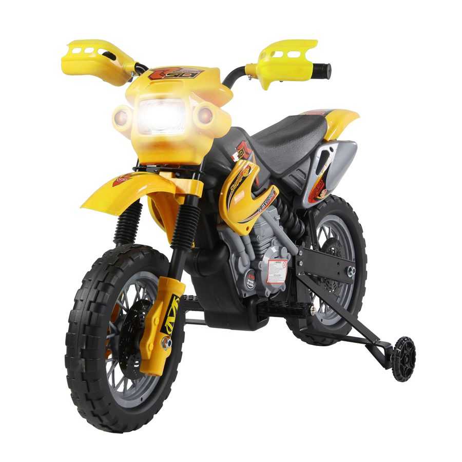 HOMCOM Elektro Motocross für Kinder 3 bis 6 Jahre 6 V Scheinwerfer Hupe Musik 102 x 53 x 66 cm Gelb und Schwarz   Aosom von HOMCOM