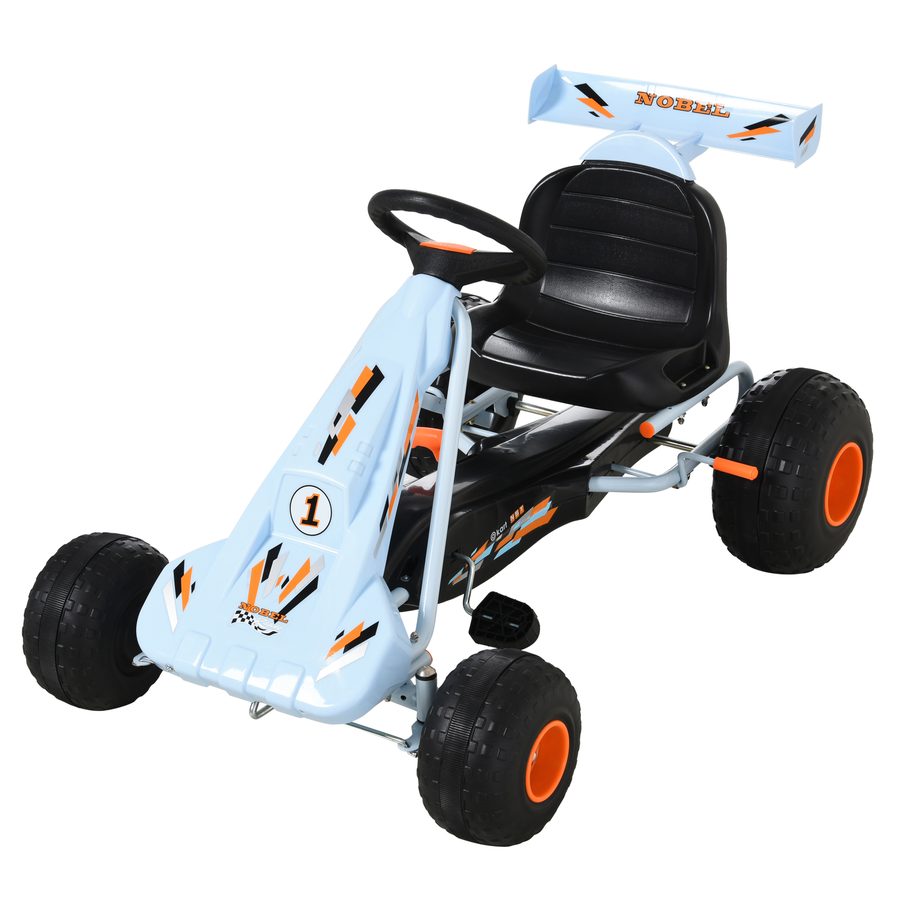 HOMCOM Pedal Gokart  Pedalfahrzeug ab 3 Jahre mit verstellbarem Sitz, Stahl, Hellblau, 97x66x59cm  Aosom von HOMCOM