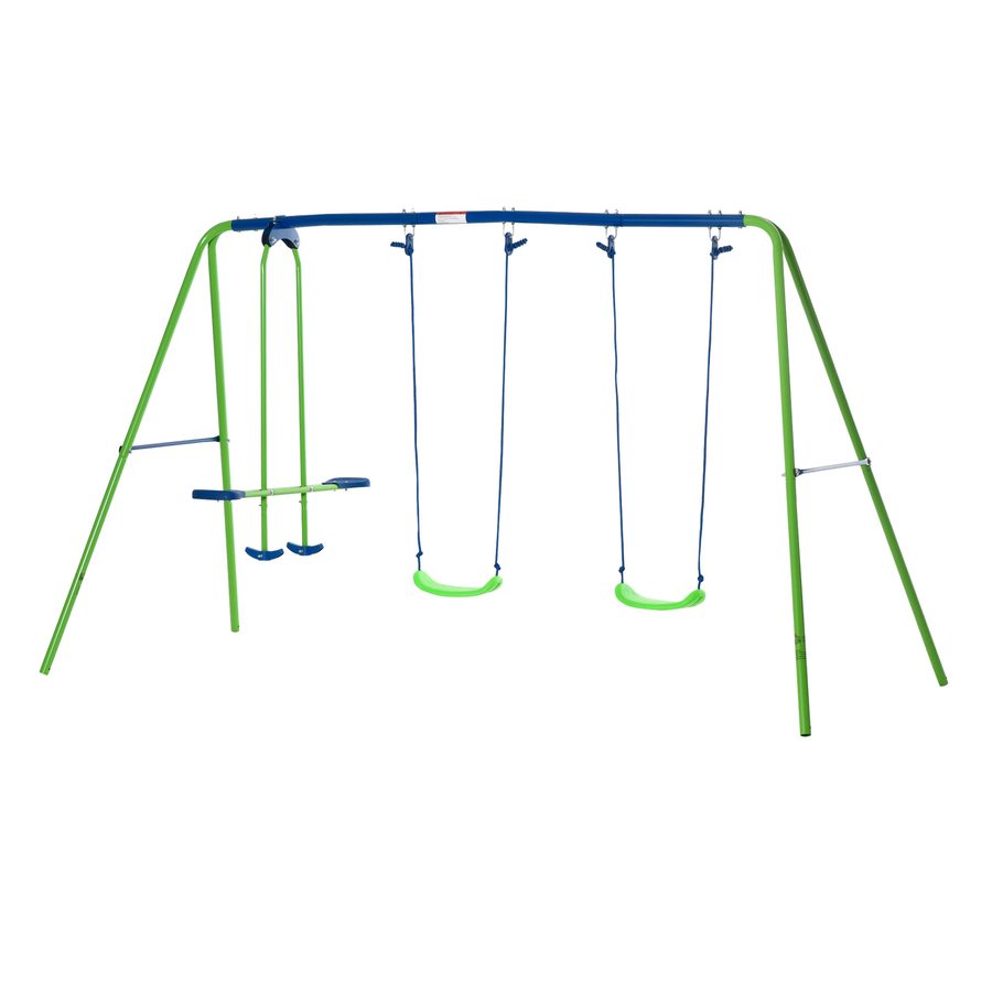 Outsunny Schaukel 3 Schaukelgeräte mit 2 Schaukeln und Gesicht zu Gesicht Abm. 2,8L x 1,4B x 1,78H m Epoxidmetall Korrosionsschutz PE Grün Blau   Aosom von Outsunny