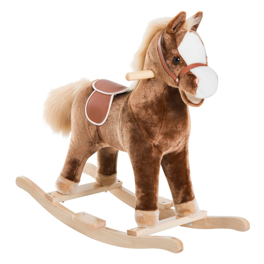 HOMCOM Plüsch Schaukelpferd Braun Schaukeltier für Kinder L74xB33xH62cm, sicheres Spielzeug für drinnen & draußen   Aosom.de von HOMCOM
