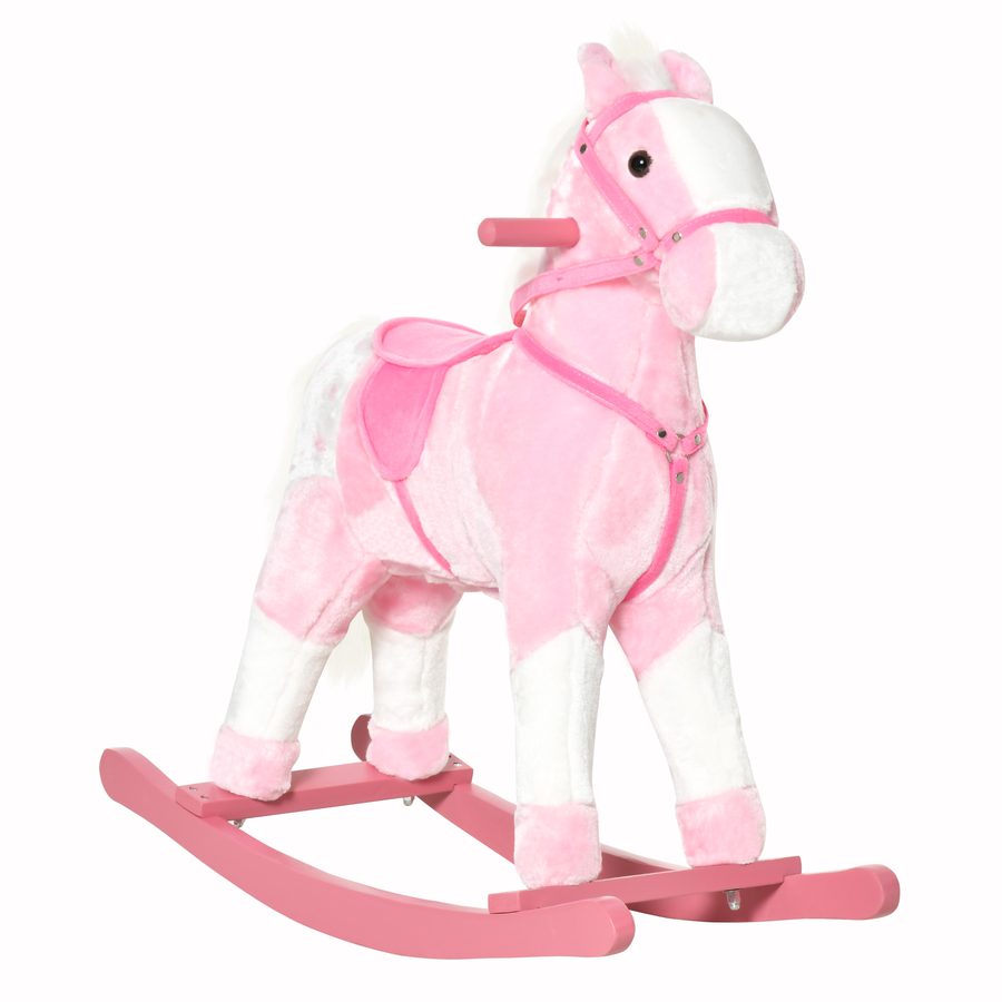 HOMCOM Schaukelpferd Schaukeltier Spielzeug rosa 74x28x65cm für Kinder, sicheres & lustiges Schaukeln   Aosom.de von HOMCOM