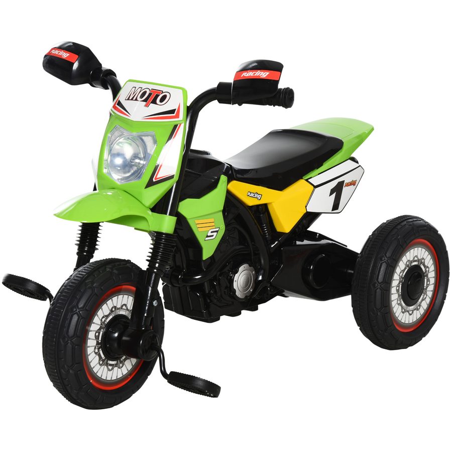 HOMCOM Kindertrike Motocross mit Musik- und Lichteffekten, Aufbewahrungsbox, Grün   Aosom von HOMCOM