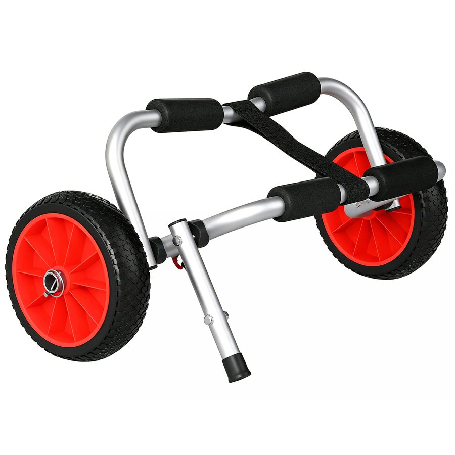 Outsunny Transportwagen Klappbar Alu Kajakwagen bis 70 kg Bootswagen mit Spanngurte luftlose Stollenreifen, Surfwagen Kanuwagen Bootstrailer Trolley für Schlauchboot   Aosom von Outsunny