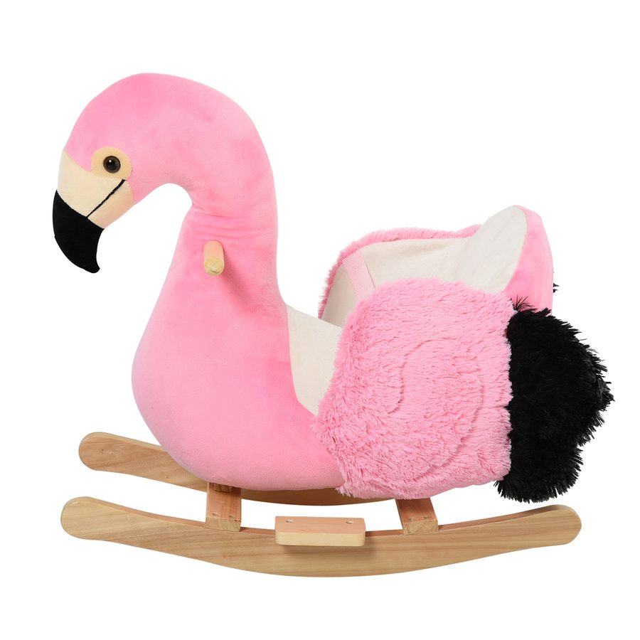 HOMCOM Schaukelpferd Flamingo Schaukelspielzeug mit Sicherheitsgurt und Haltegriffen, Plüsch, 60 x 33 x 52 cm für Kinder   Aosom.de von HOMCOM