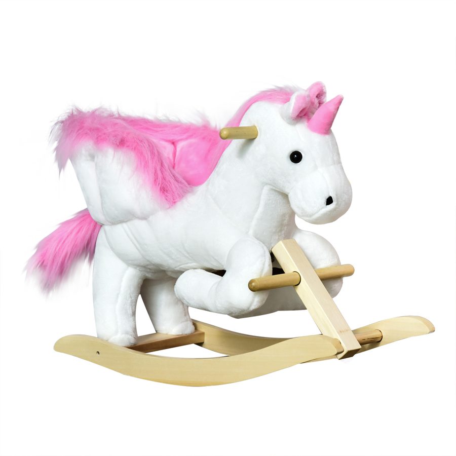 HOMCOM Schaukelpferd  Schaukeltier für Kinder, Rosa+Weiß, 65 x 32 x 55 cm  Aosom von HOMCOM