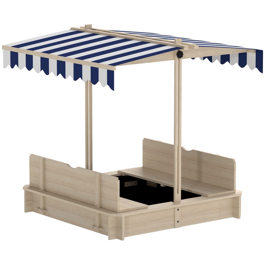 Outsunny Sandkasten mit Deckel, verstellbar, Sandkiste, Kindersandkasten, Tannenholz, Natur   Aosom.de von Outsunny