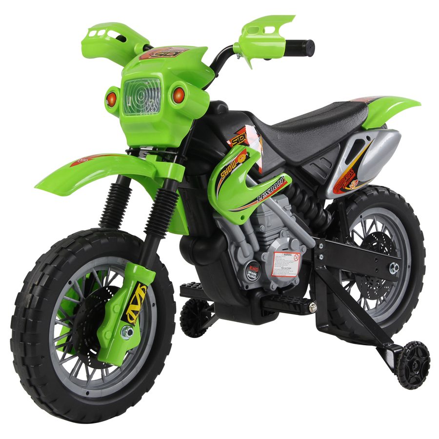 HOMCOM Elektromotorrad für Kinder 3 bis 6 Jahre 6 V Lichter Hupe Musik 102 x 53 x 66 cm Grün und Schwarz   Aosom von HOMCOM