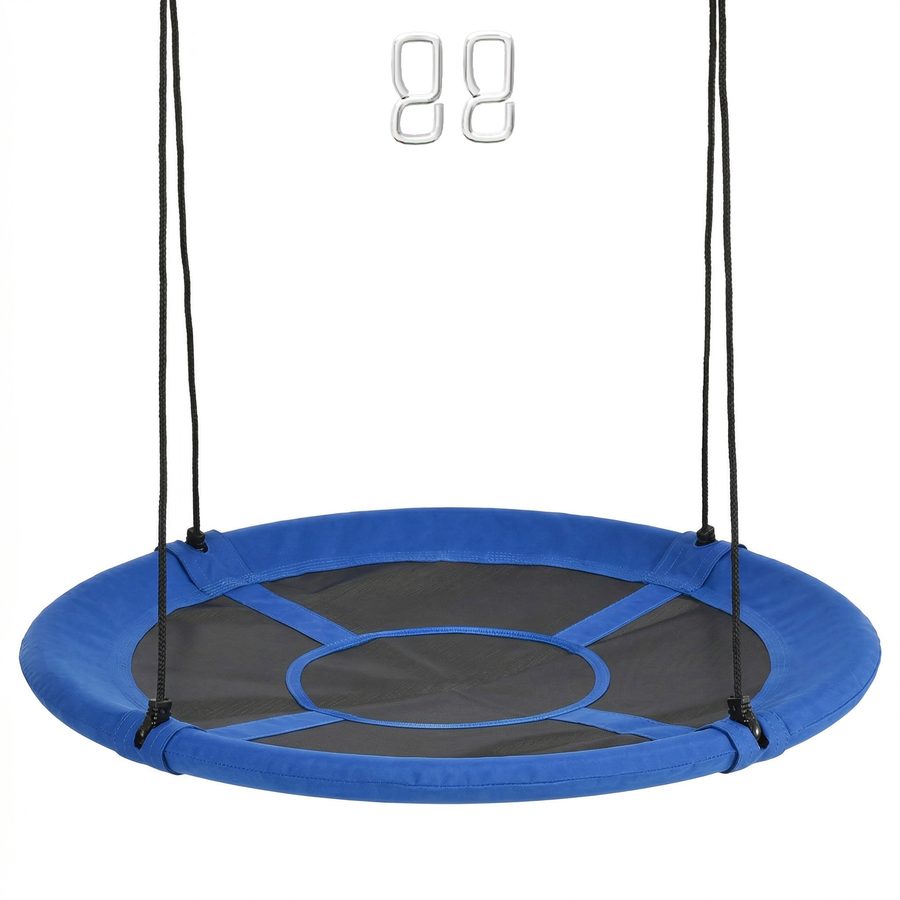 Outsunny Ø110cm Nestschaukel Outdoor, bis 150 kg, Kinderschaukel verstellbar, Stahl, Blau   Aosom.de von Outsunny