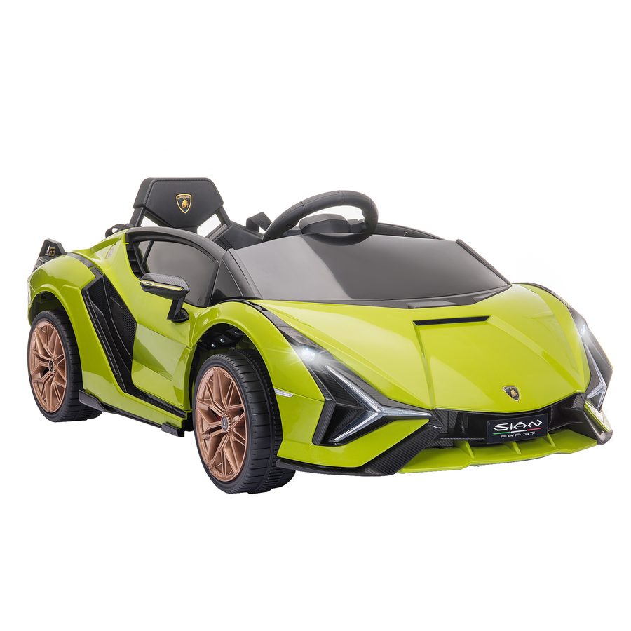 HOMCOM Kinderfahrzeug, Elektro Auto Lamborghini SIAN 2 Sitzer, lizenziert, Kinderfahrzeug, mit Fernbedienung, Musik(MP3/USB), Grün   Aosom.de von HOMCOM