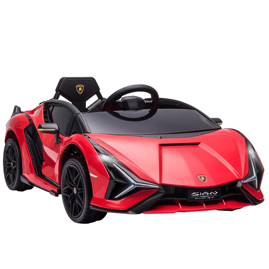 HOMCOM Kinderfahrzeug 12V 2 Fahrmodi Lamborghini SIAN SUV-Auto-Spielzeug Elektroauto mit Fernbedienung Musik(MP3/USB), Monate Metall Rot   Aosom von HOMCOM