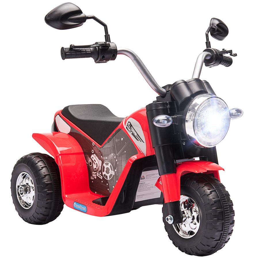 HOMCOM Elektrisches Kinderchopper Geländemotorrad 6 V 20 W Vorwärts- und Rückwärtslauf 3 Räder Licht- und Soundeffekte Rot Schwarz   Aosom von HOMCOM