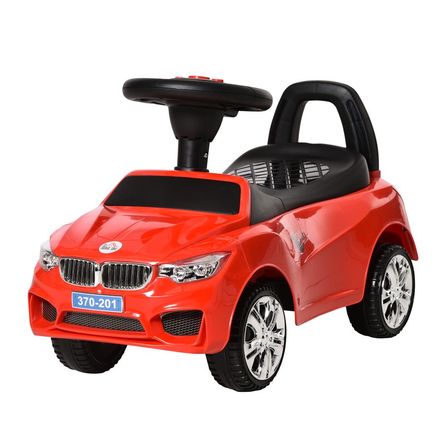HOMCOM Kinderfahrzeug zum Reiten mit Lenkrad, Scheinwerfern und integrierter Musik, PP und Metall, 63,5x28x36 cm, Rot   Aosom von HOMCOM